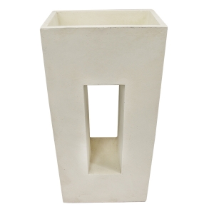 Off white modern fiberglass planter 17,5 x 10,5 x 38''