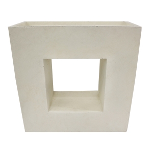 Off white modern fiberglass planter 27 x 11,5 x 27''