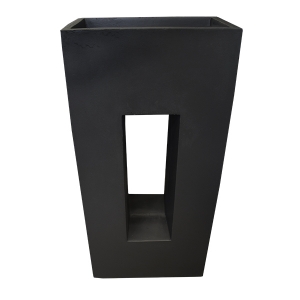 Black modern fiberglass planter 17,5 x 10,5 x 38''