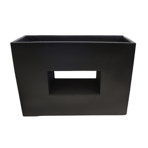 Black modern fiberglass planter 29,5 x 10,5 x 21''