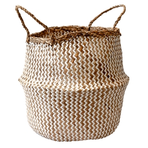 White Chevron Patterned Belly Basket