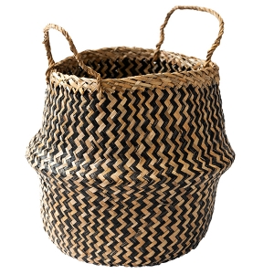 Black Chevron Patterned Belly Basket