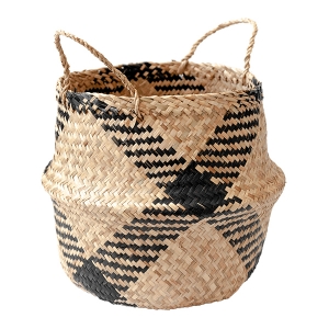 Black Plaid Belly Basket