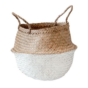 White Color Block Belly Basket