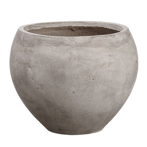 Round grey clay fiber planter, 10 x 12,5''