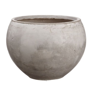 Round grey clay fiber planter, 12,5 x 17''