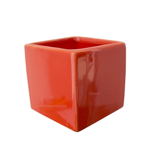 Orange square ceramic planter 3,25 x 3,25 x 3,25''