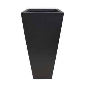 Black square fiberglass planter 12,5 x 12,5 x 25,5''