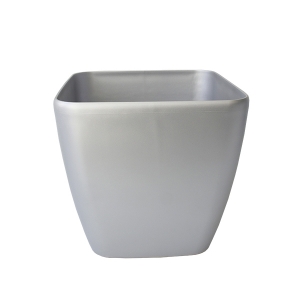 Silver square plastic pot, int./ext. 14''