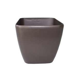 Brown square plastic pot, int./ext. 14''