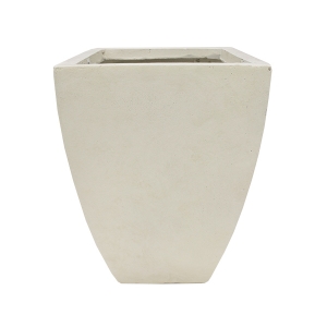 Off white  tapered fiberglass planter 10 x 10 x 16''