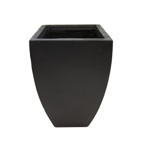 Grey tapered fiberglass planter 10 x 10 x 16''