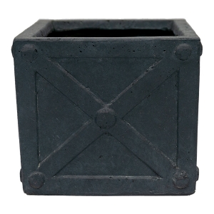 Square Grey Pot, 8 x 9''