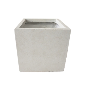 Off white fiberglass cubic planter 11 x 11 x 11''