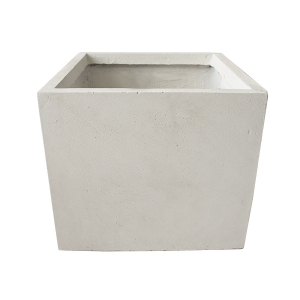 Off white fiberglass cubic planter 13 x 13 x 12''