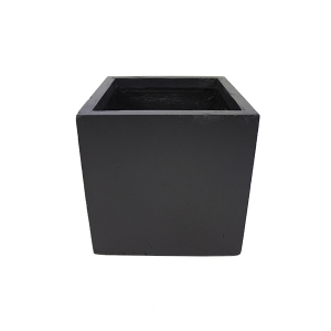 Black fiberglass cubic planter 11 x 11 x 11''