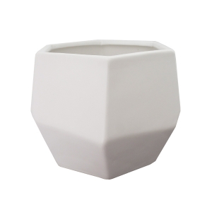 Mat white ceramic planter 6,5 x 6,5 x 5,5''