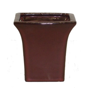 Square red ceramic planter 7x7''