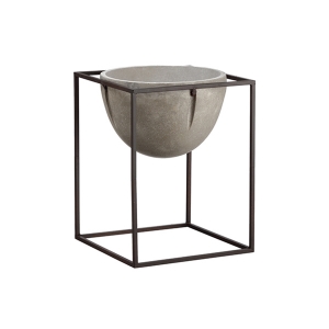 16,75'' Cement planter with metal stand