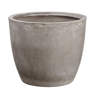 Flared grey clay fiber planter, 13 x 15,5''