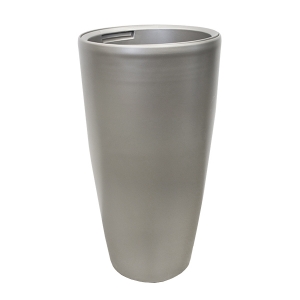 Round dark grey plastic planter int./ext. 15,5 x 15,5 x 31''