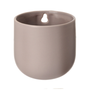 Taupe ceramic wall planter 4 x 3,5 x 3,5''