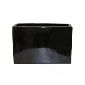 Black rectangular terracotta ceramic planter 17 x 7 x 10''