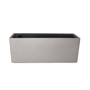 Grey rectangular plastic pot, int./ext. 20 x 7,5 x 7,5''