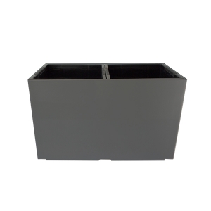 Grey rectangular plastic pot, int./ext. 22 x 11 x 13''