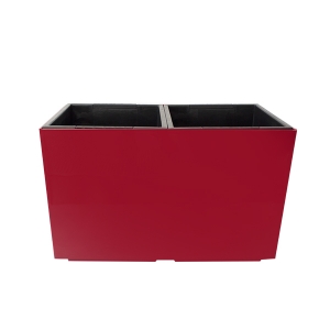 Red rectangular plastic pot, int./ext. 22 x 11 x 13''