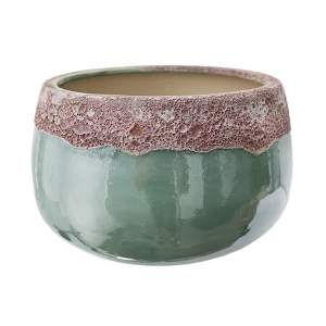 Jade green bubble glazed ceramic pot 13 x 13 x 7''