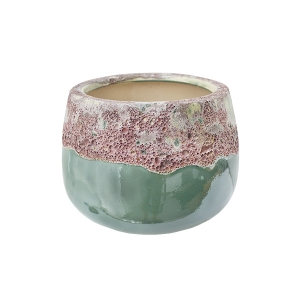 Jade green bubble glazed ceramic pot  8,5 x 8,5 x 5,5''