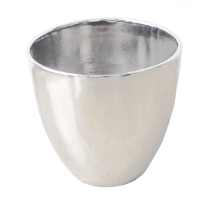 Round silver ceramic planter  15 x 15 x 13''