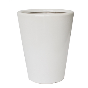 Shiny white round ceramic planter 15 x 15 x 16,5''