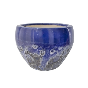 Blue bubble glazed ceramic pot 8,5 x 8,5 x 6,5''