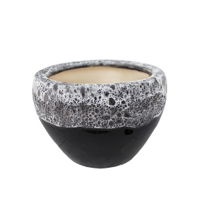 Black and white bubble glazed ceramic pot 6,5 x 6,5 x 4,5'' - Preserved ...