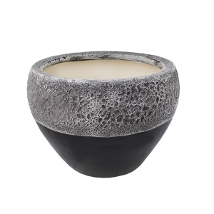 Black and white bubble glazed ceramic pot 8,5 x 8,5 x 6,5''