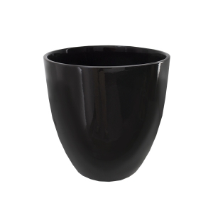 Round shiny black ceramic planter 12 x 12 x 12''