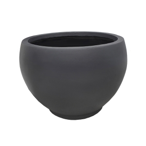 Round Black Fiberglass Pot, 18 x 25 x 25''