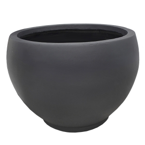 Round Black Fiberglass Pot, 22 x 31,5 x 31,5'