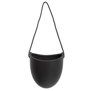 Black egg hanging pot 8 x 6,5 x 9''