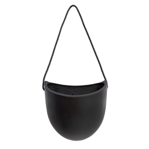 Black egg hanging pot 9 x 6,5 x 9''