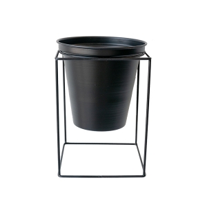 Black Metal Plant Stand with Pot