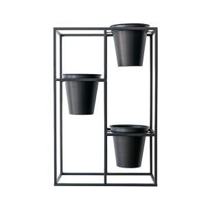 Black Metal Plant Stand with 3 Pots