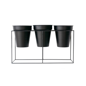 Black Metal Plant Stand with 3 Pots