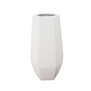 Mat white ceramic vase 4,5 x 4,5 x 10,5''