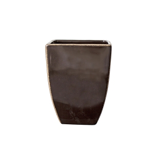 Glossy black finished squared vase 5x5x6"