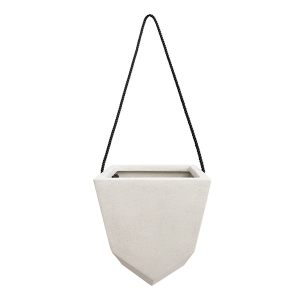 White geometrical hanging pot 8 x 8 x 10''