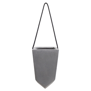 Grey geometrical hanging pot 6,5 x 6,5 x 12''