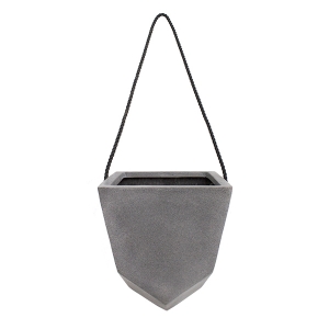 Grey geometrical hanging pot 8 x 8 x 10''